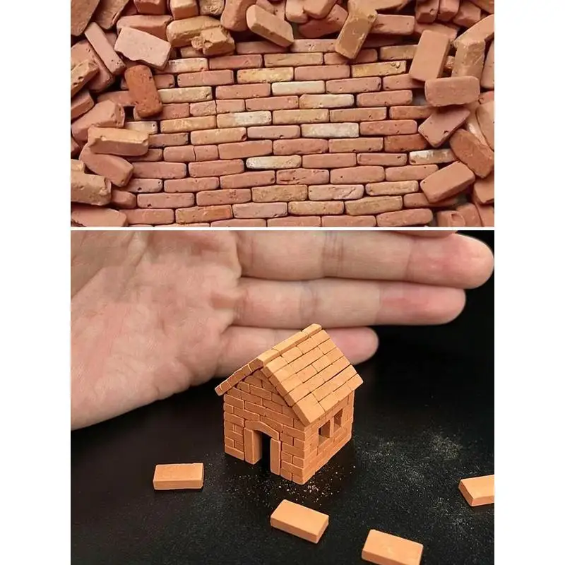 50/150Pcs Mini Simulation Red Bricks Miniature Model Building Blocks Sand Table Landscape Decor For Engineering Education DIY