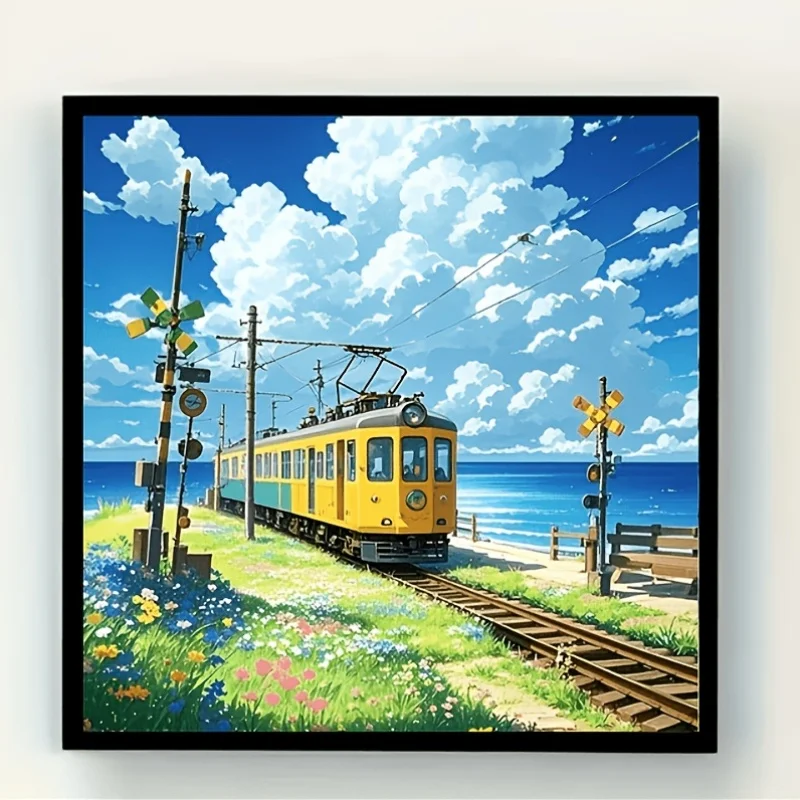 

500/1024PCS Jigsaw Puzzles Spring Seaside Train Puzzle Modern Home Decor Decompression Toys As A Holiday Gift for Friends