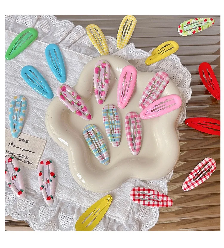 3 Teile/satz Neue Kinder Schöne Erdbeere Ornament Haar Clips Baby Mädchen Plaid Rechteck Barrettes Haarnadeln Kinder Haar Zubehör – Detail 11