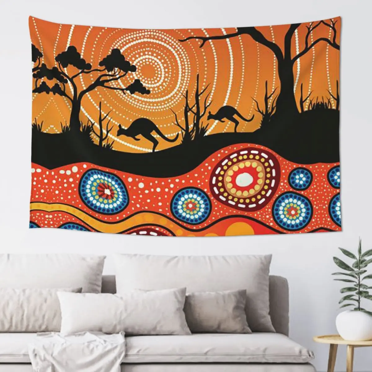 Aboriginal Kangaroo Tapestry Hippie Wall Hanging Aesthetic Home Decoration Tapestries for Living Room Bedroom Dorm Room