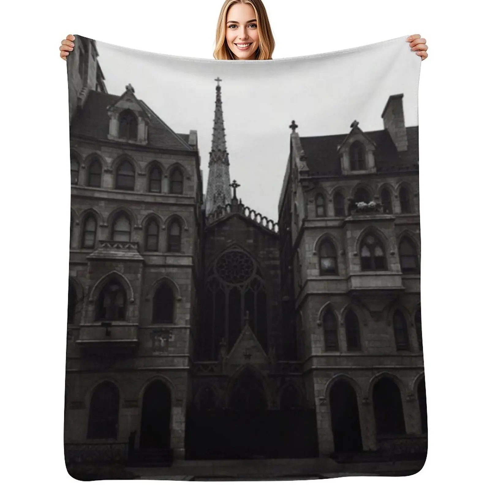 Dark academia church Throw Blanket Warm Plush Fuzzy Blanket for Living Room