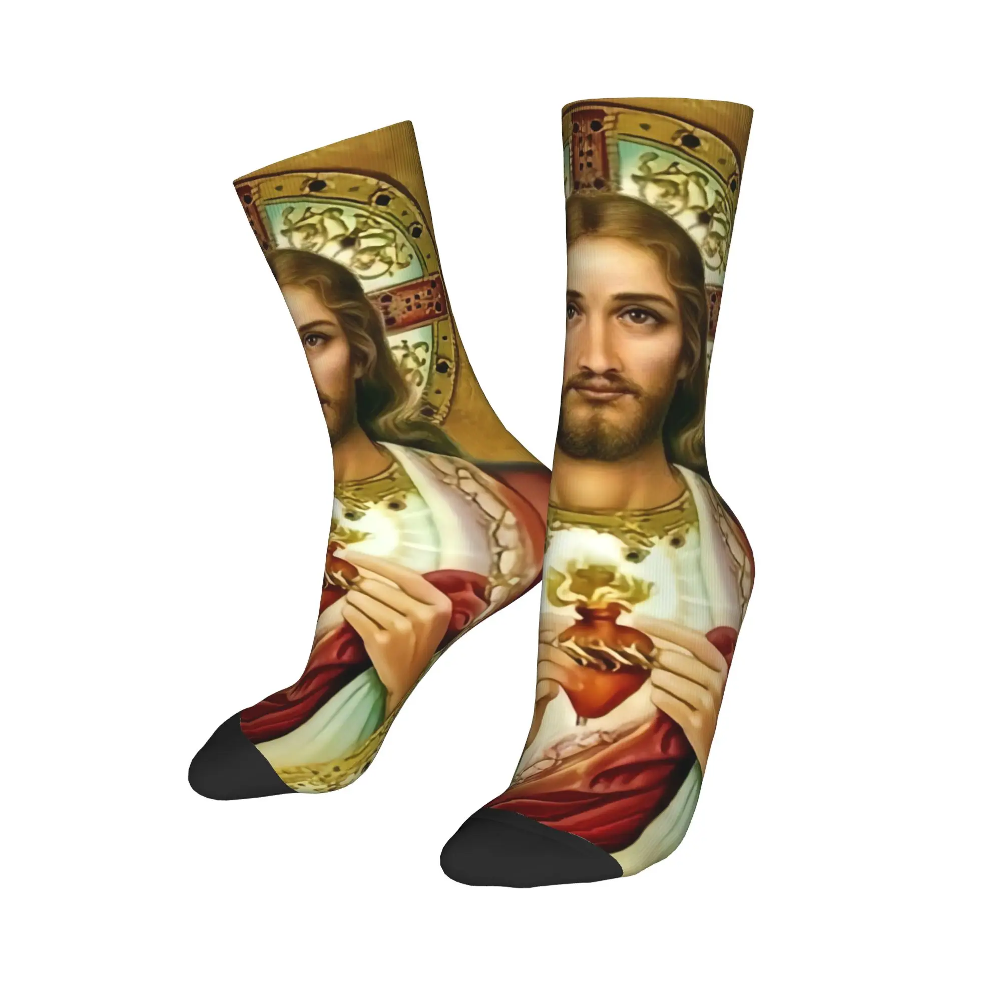

Custom Kawaii Print Catholic Jesus Christian Faith Socks for Women Men Stretchy Summer Autumn Winter Crew Socks