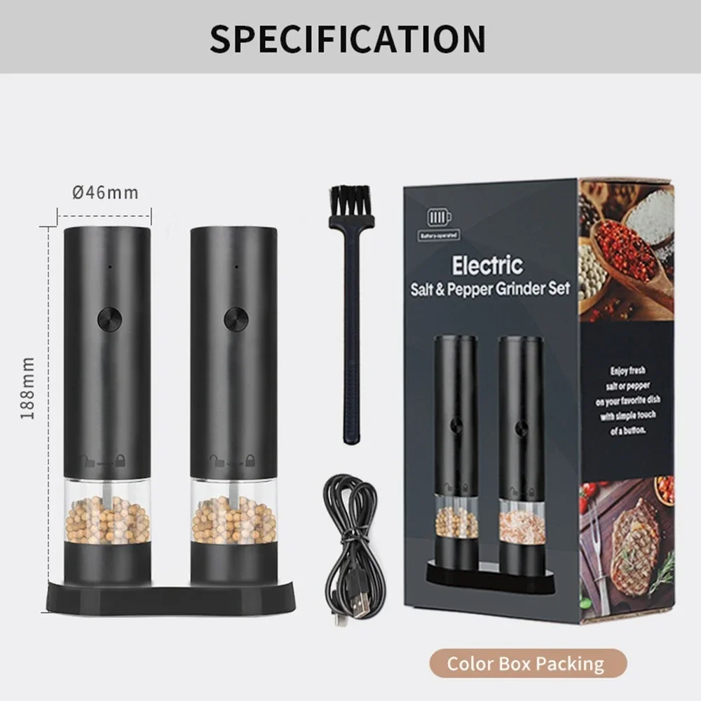 

2025 Automatic grinding machine USB charging sea salt electric pepper grinder pepper grinder bottle sea salt pepper grinder