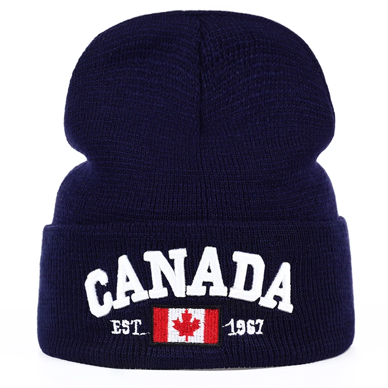 Autumn Winter Knitted hats for men Women Canada Letter embroidery Cotton Caps Autumn hat Casual Boy cap Men Hats