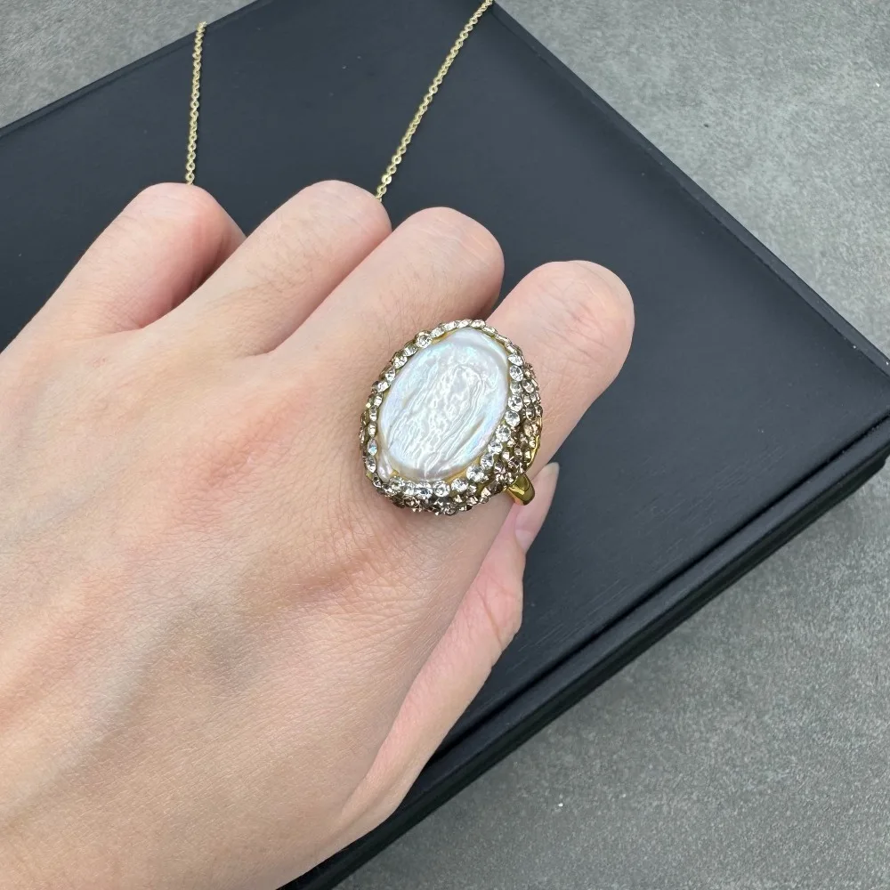 

Manifestation Luxury Jewelry – Natural Baroque Pearl Set with Czech Crystals to Attract Success & Balance Energy Centers