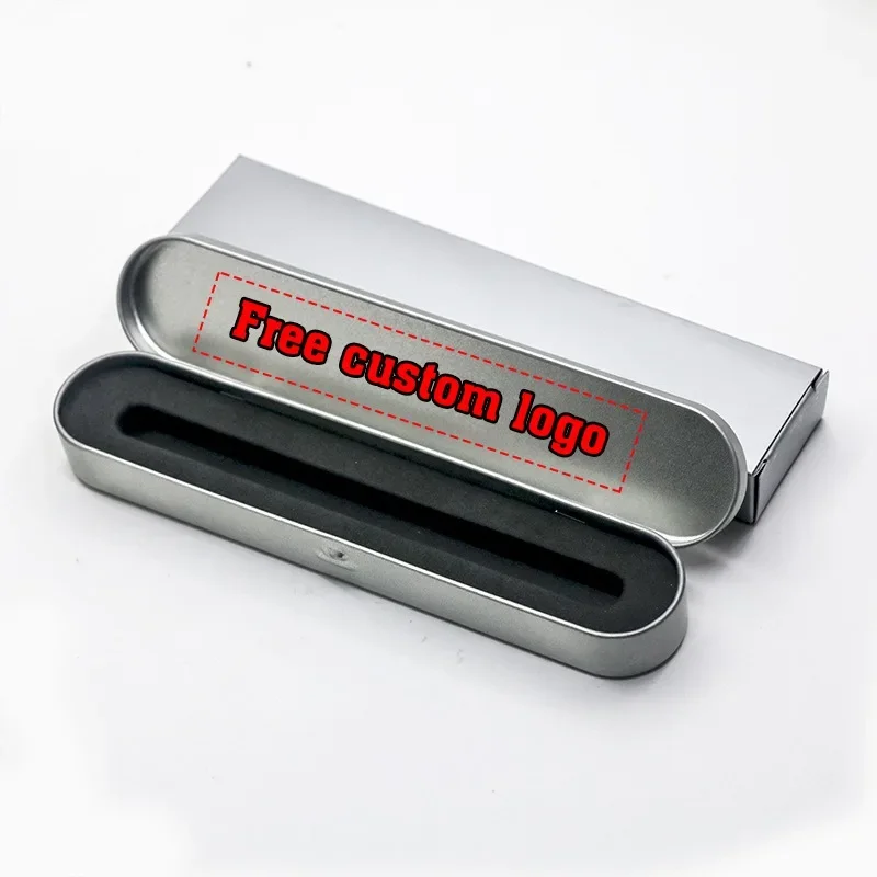 1 Silver EVA Gift Iron Box for Pen Engravable Gift Box Customizable Logo