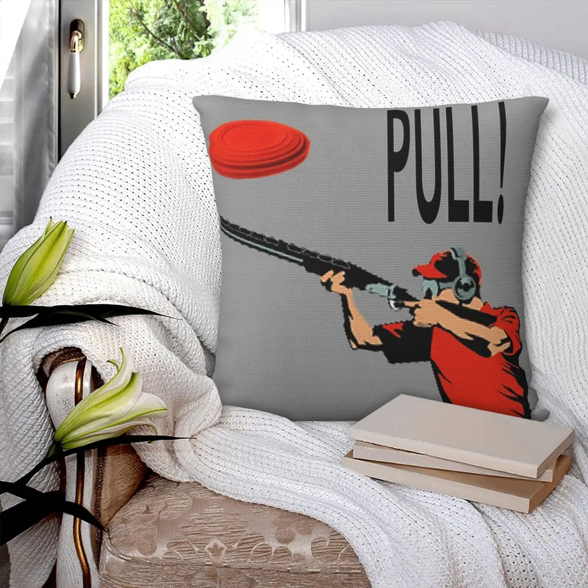 Skeet Clay Shooting Pigeon Trap Bird Hunters Shotgun Shells Pull Square Pillowcase Pillow Cover Cushion Throw Pillow for Home