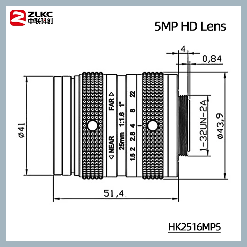 5.0Megapixel C Mount 25 mm FA 1 " ITS Fixed Focal Length Lenses F1.6 Industrial Camera Machine Vision CCTV 5MP Manual Focus Lens