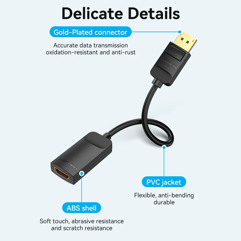 Adapter DisplayPort do HDMI 4K męski DP do HDMI żeński konwerter wideo-audio do DisplayPort do HDMI projektor do laptopa PC