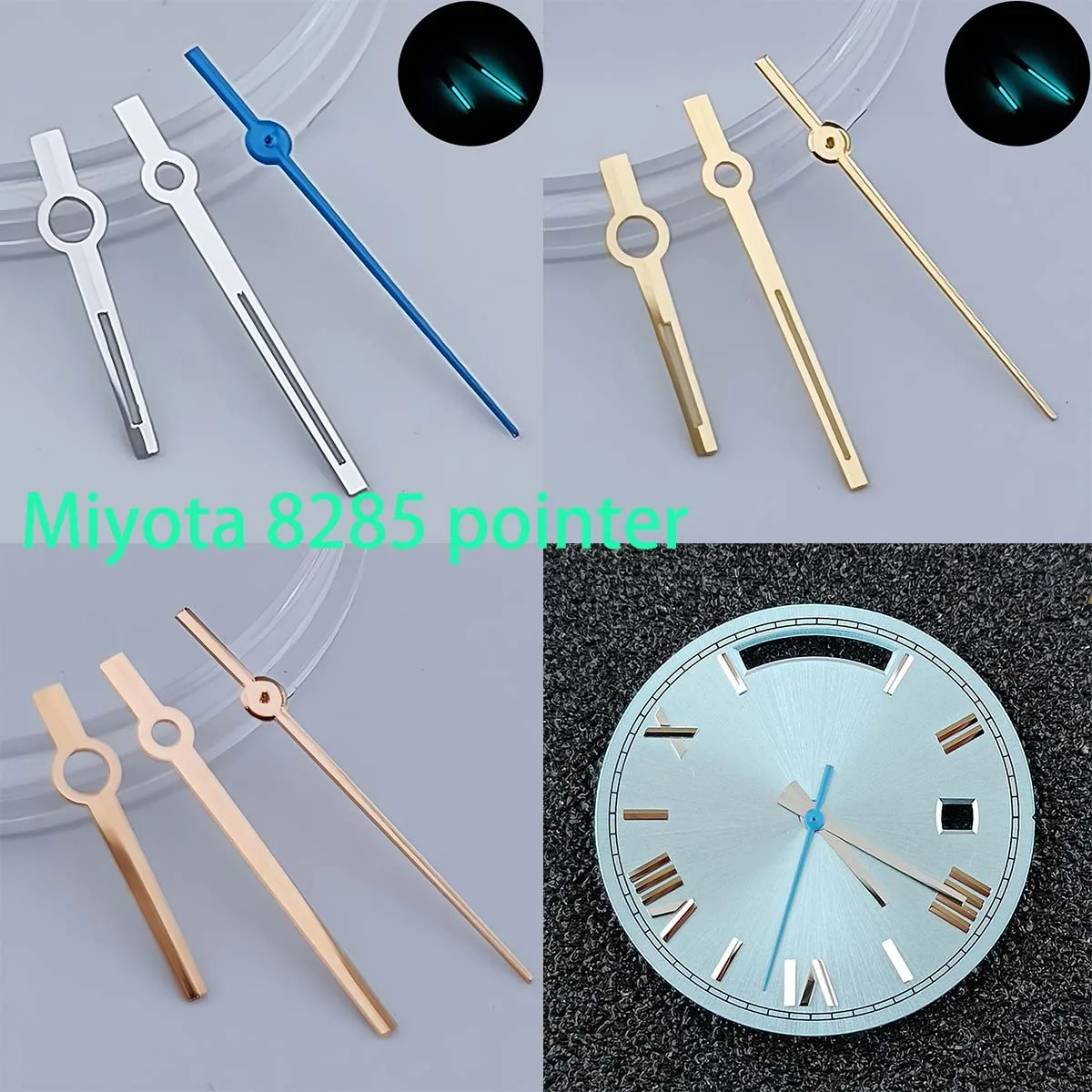 Suitable for Miyota 8215 8285 movement pointer blue-green luminous or non luminous watch replacement pointer accessories