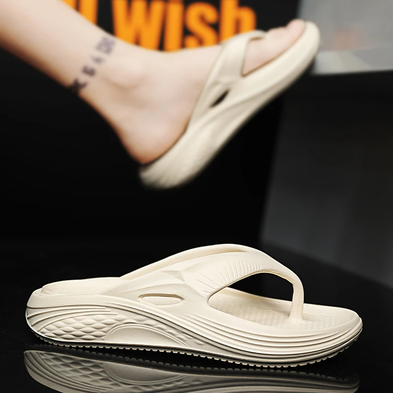 

2025Новые летние мужские противоскользящие прочные шлепанцы из ЭВА, пляжные тапочки на мягкой подошве с открытым носком, удобные повседневные уличные сандалии