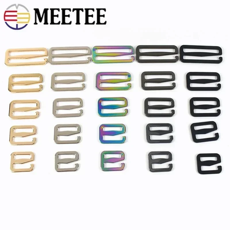 5/10Pcs Meetee 20-50mm Metal Tri-Glide Hook Adjust Buckle Bag Belt Bra Strap Slider Clasp Hooks DIY Sewing Hardware Accessories