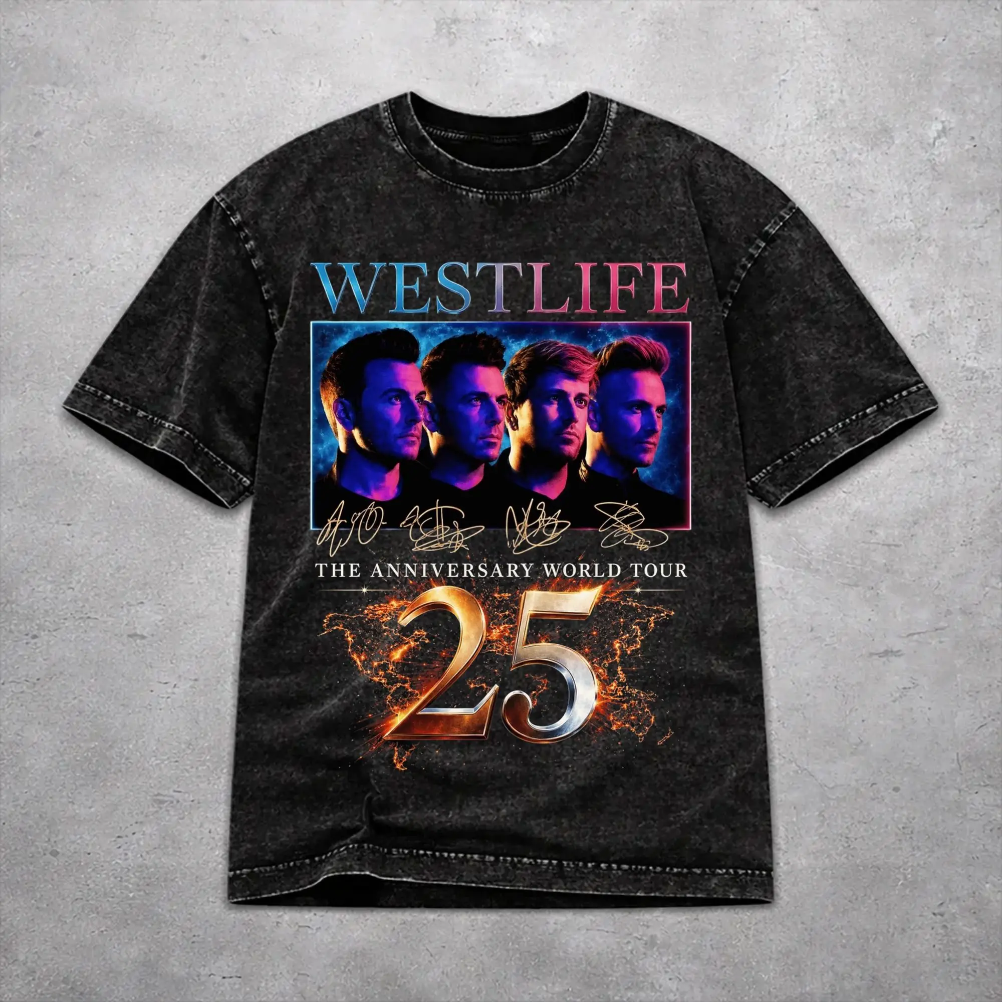 Men Women Vintage Washed T-shirts Westlife 25th Anniversary Tour 2026 Printed T Shirt Accessories Oversize  Tee Shirts