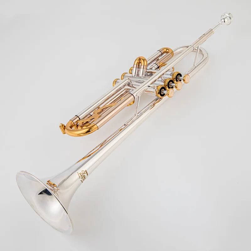 New 9345 Bb Trumpet Instruments Surface Golden Silver Plated Brass Bb Trompeta Professional Musical Instrument