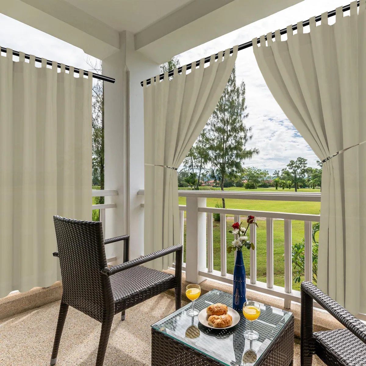 1PC, Waterproof Outdoor Curtains for Patio, Premium Privacy Weatherproof Tape top Outside Curtains for Porch, Pergola, Cabana image 3