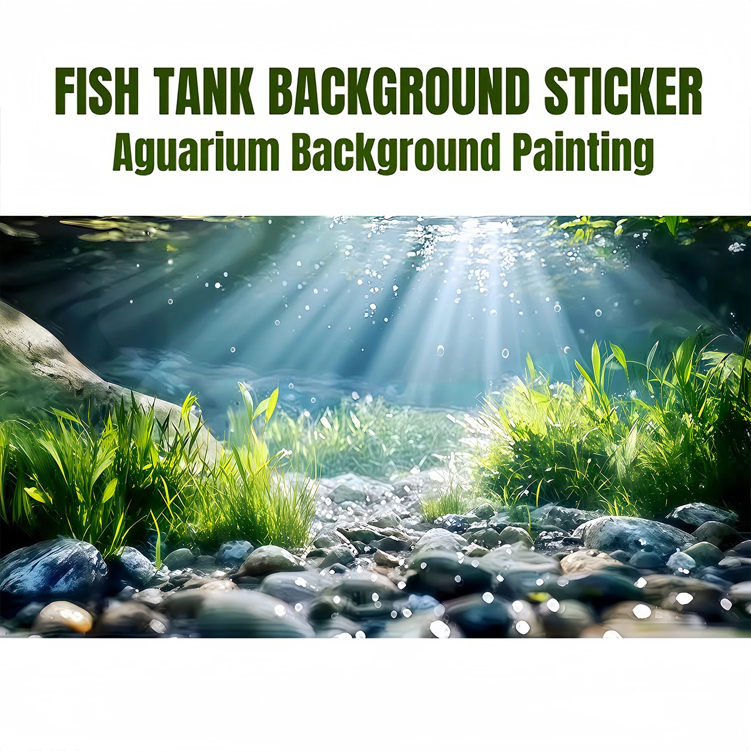 Sunshine Pebbles, Fish Tank Background Painting, Aquarium Background Painting Sticker, Front Self-Adhesive, Landscape Ornaments