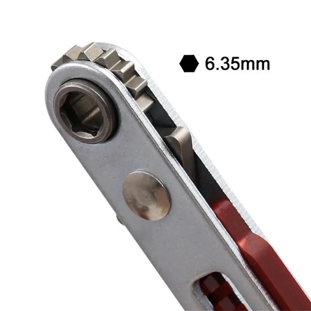 Minillave de trinquete portátil, Control bidireccional hexagonal Torx para destornillador de cabeza única/doble, herramienta de brocas de 1/4