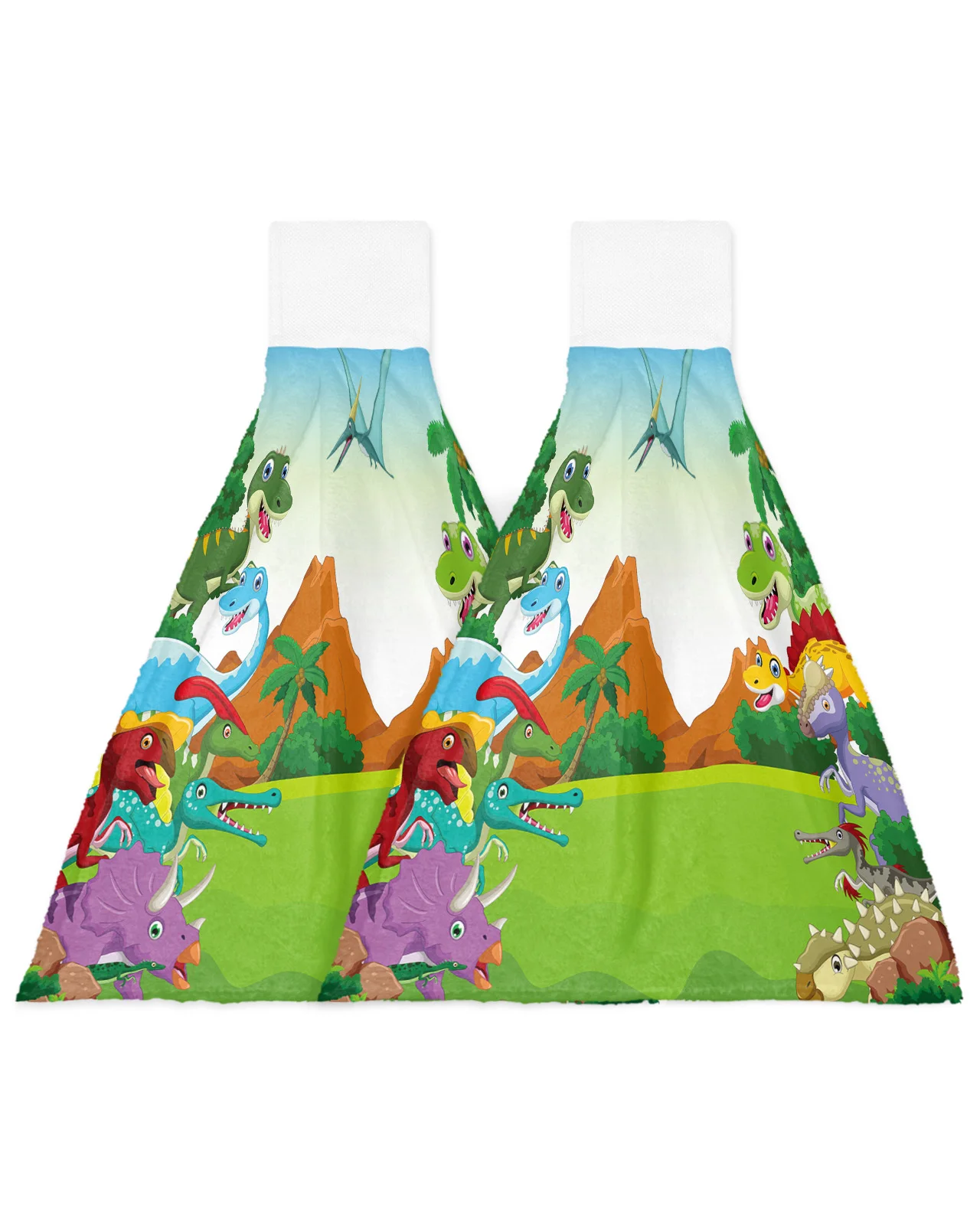 Cartoon Jungle Meadow Dinosaur Kitchen Cleaning Cloth Absorbent Hand Towel Household Dish Cloth Kitchen Towel