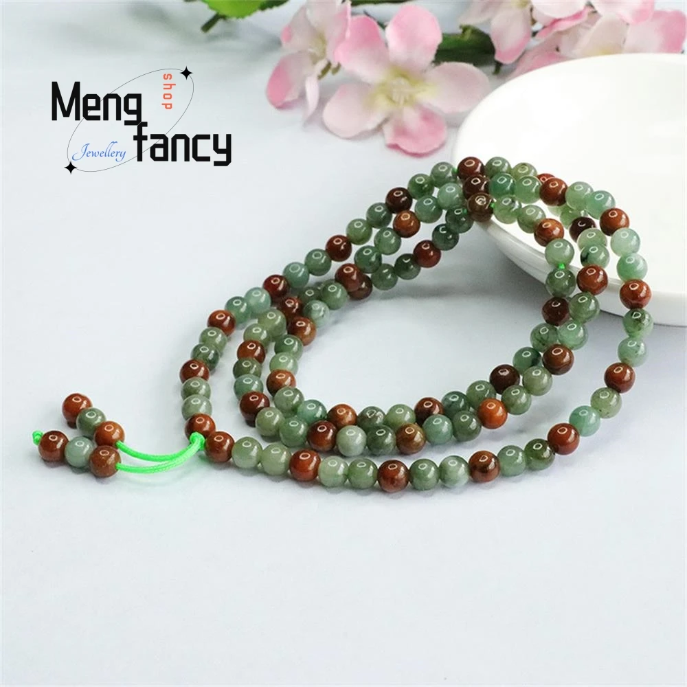 Natural Jadeite Exquisite Elegant Simple High-grade Oil Green Yellow Fei Double Colour Bead Chain Jade Bracelet Fashion Jewelry