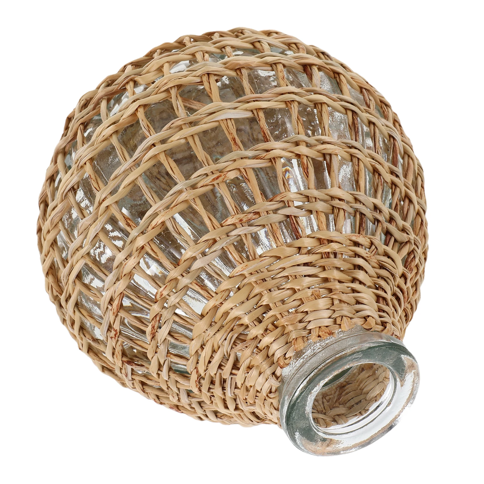 

Woven Glass Aromatherapy Bottle Home Vase Natural Grass Handmade Table Decor Plant Basket Flower Pot Living Room nament