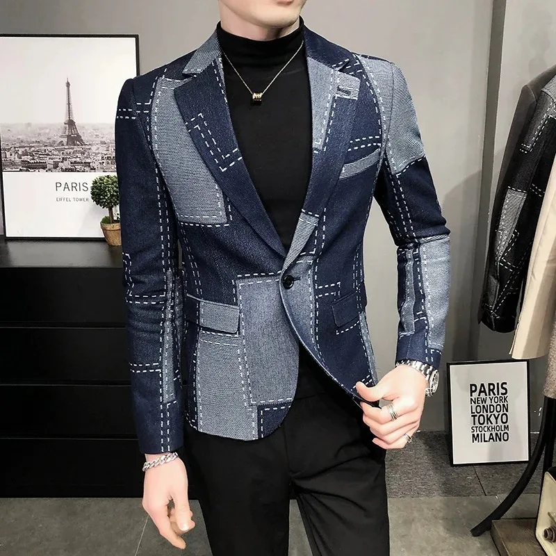 2024  High Quality British Style Handsome Blazers Men Clothing Simple Slim Fit Formal Wear Business Suit Jackets Men's