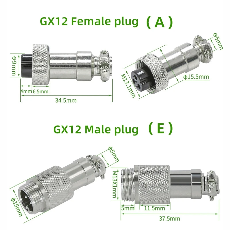 GX12 Aviation Connector 2/3/4/5/6/7 Pin M12 Threaded M/F Plug Socket for Heavy Machinery RS765