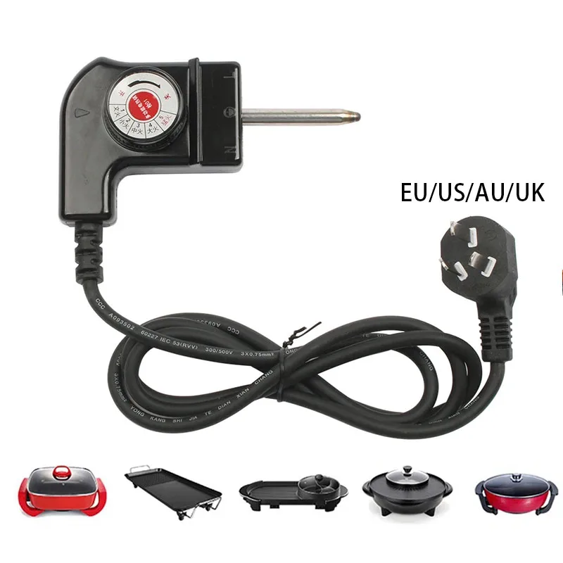 5 Gear Electric Baking Pan Thermostat Control Cord  Power Cable  Temperature Control Switch/Coupler Plug EU/US/AU/UK