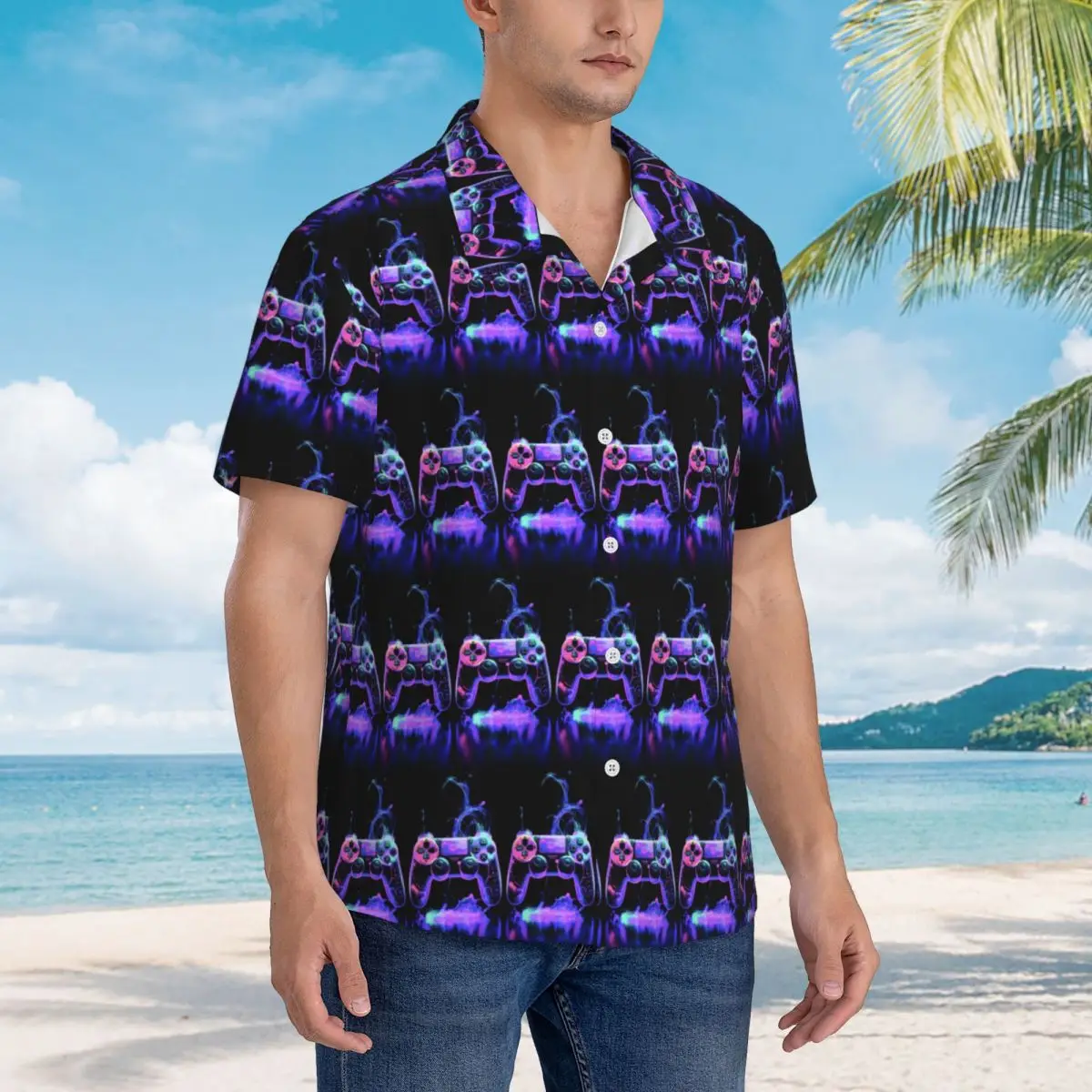 

Gamer Life Gaming Hawaiian Shirts Casual Men Short Sleeve Shirt for Summer Beach Men's Lapel Tops