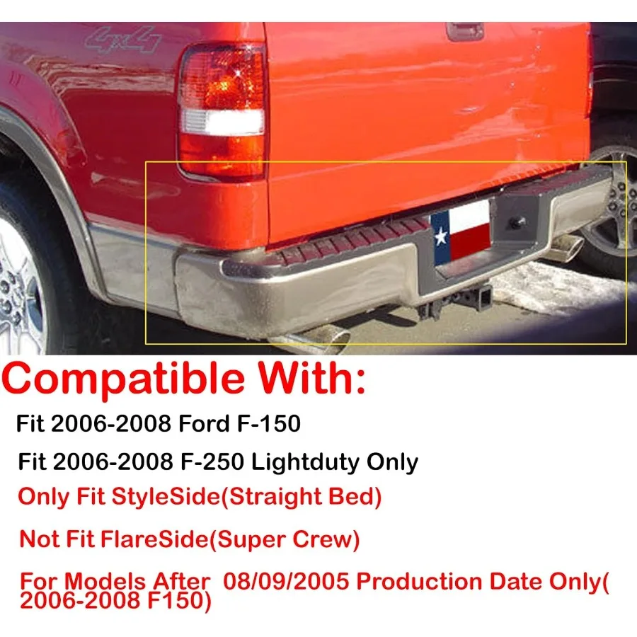 مجموعة المصد الخلفي من الفولاذ لـ 2006 2007 2008 Ford F150 بدون فتحات مستشعر الحديقة استبدال المصد الخلفي من الكروم لـ FO110