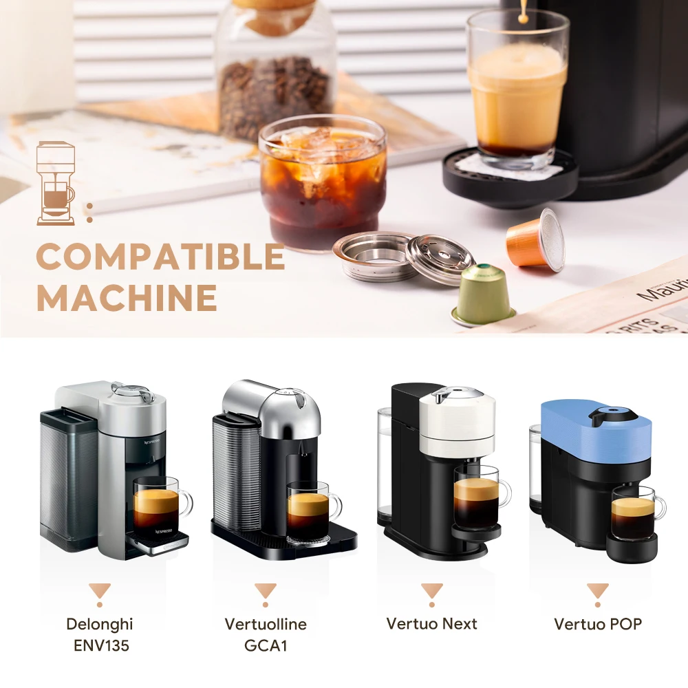 ICafilas-Adaptador de Cápsula Reutilizável, Vertuo Next, Máquina Pop Compatível com Nespresso, Cápsulas de Café Originais