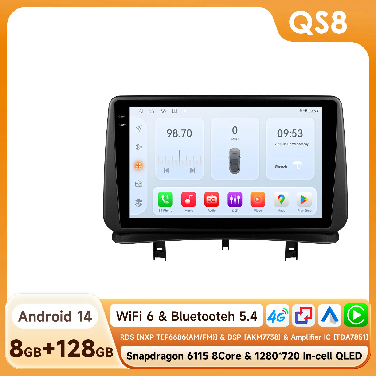 Carplay Android Auto Auto intelligente systemen voor Renault Clio 3 2005 - 2014 Multimedia Speler GPS radio navigatie Stereo Audio 2DIN 6115 Head Unit SWC RDS 4G Wifi Scherm