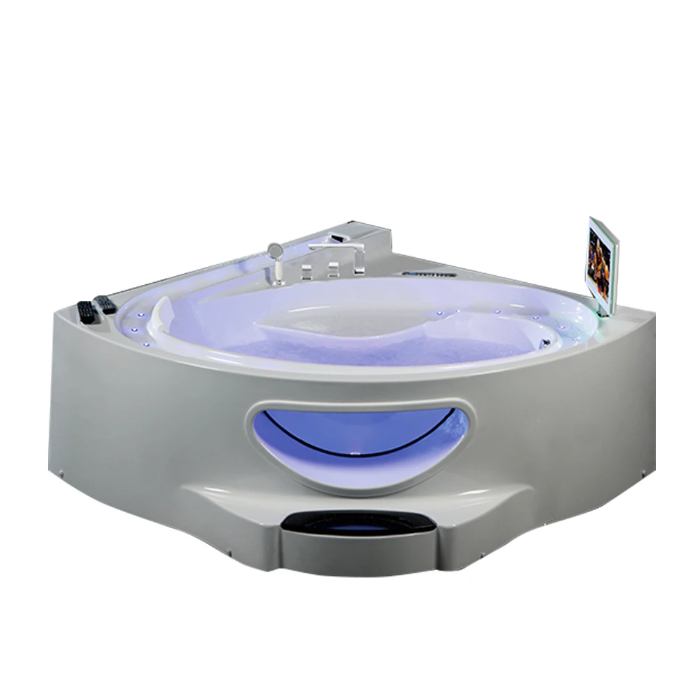 &c Adult Hydromassage Acrylic Corner Bathtub with Drainer Modern Design for Hotel Use Capacity Combo Massage