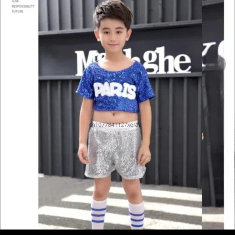 Traje de dança jazz infantil, calças com lantejoulas e meias, conjunto de torcida, hip-hop, performance, meninas, dança de rua