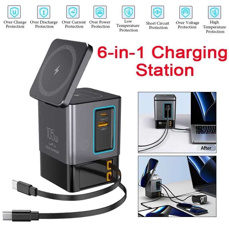 6-in-1-105w-charging-station-with-retractable-usb-c-cable-power-combo-tower-for-multiple-devices-fast-charger-for-iphone-airpod