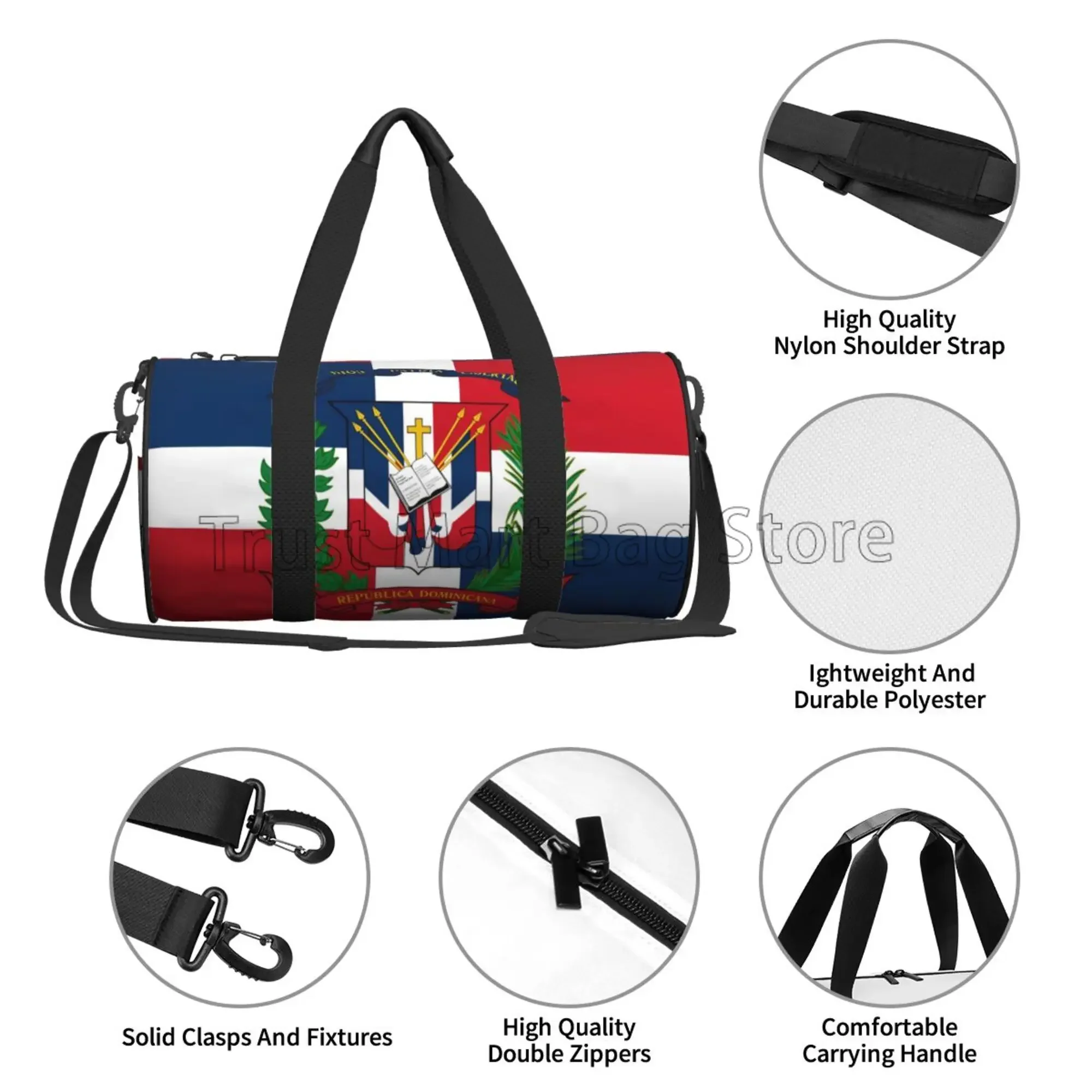도미니카 공화국 국기 여행 더플 숄더 백 요가 체육관 피트니스 가방 캔버스 주말 가방 스포츠 토트