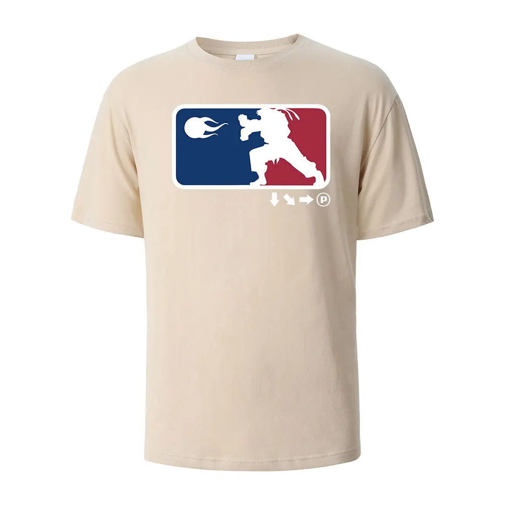 Game Player Printing T-shirt For Men Wowen 100% Cotton Summer Breathable Tops O-neck Oversize Tees Short-Steeved Men's ClothingZ