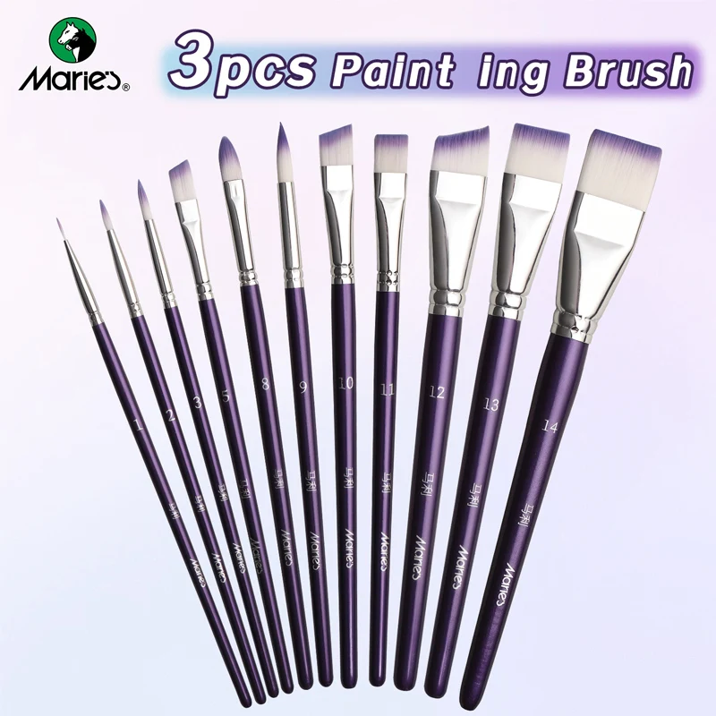 

3pcs Marie's Paint Brush Set for Acrylic Painting,Paintfor Oil, Watercolor,Gouache,Blending,Art Supplies for Adult & Artists