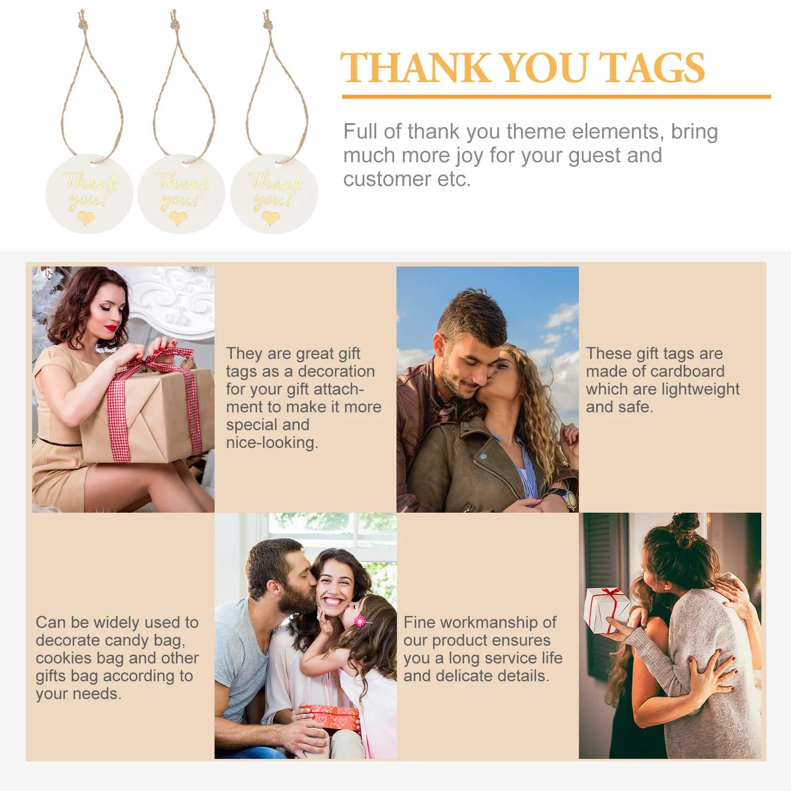 

100Pcs Lightweight Thank You Tags Gift Labels for Candy Bag Cookies Bag Decoration Thank You Tags Wedding Favors