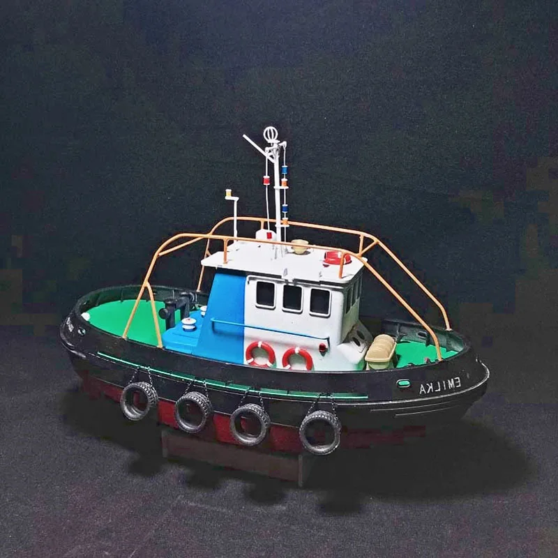 1/48 RC Mini Tugboat Port Service Ship Scale Assembled Ship Model Kit Resin Printing 180 Motor