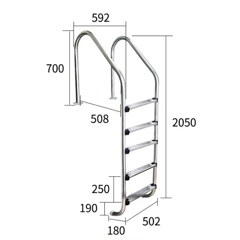 Stainless Steel Pool Ladder, 5-step Non-buried Model, Suitable for Pool Depths of 1.5-1.8m, The Ideal Choice for Leisure Pools