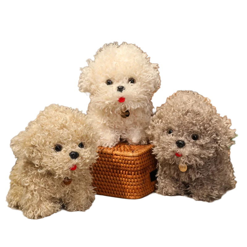 20cm Cute Simulation Bichon Frise Puppy Doll Standing Brown Grey White Small Stuffed Dog Plush Toy Birthday Present