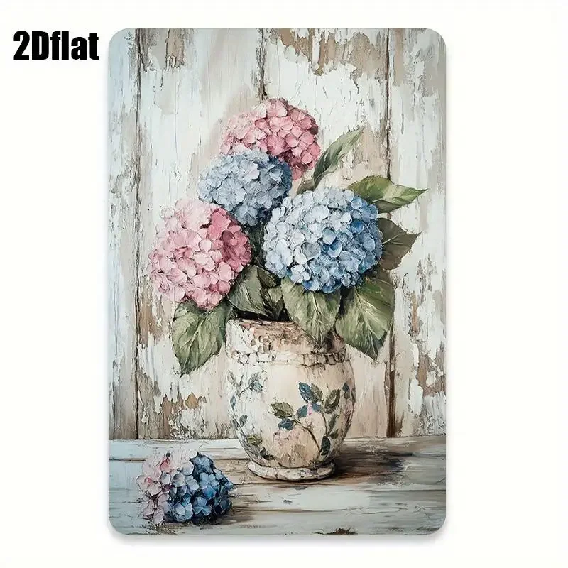 Vintage Hydrangea Flower Metal Sign Iron 8x12 Inch Retro Wall Decor Plaque Tin Plate For Bar Cafe