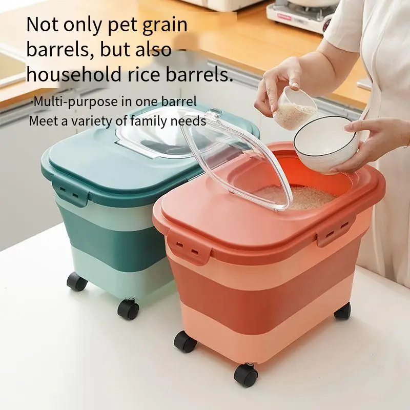 33LB Collapsible Cat Dog Food Storage Container Folding Pet Food Container Airtight Sealing Box kitchen Grain Storage Boxes