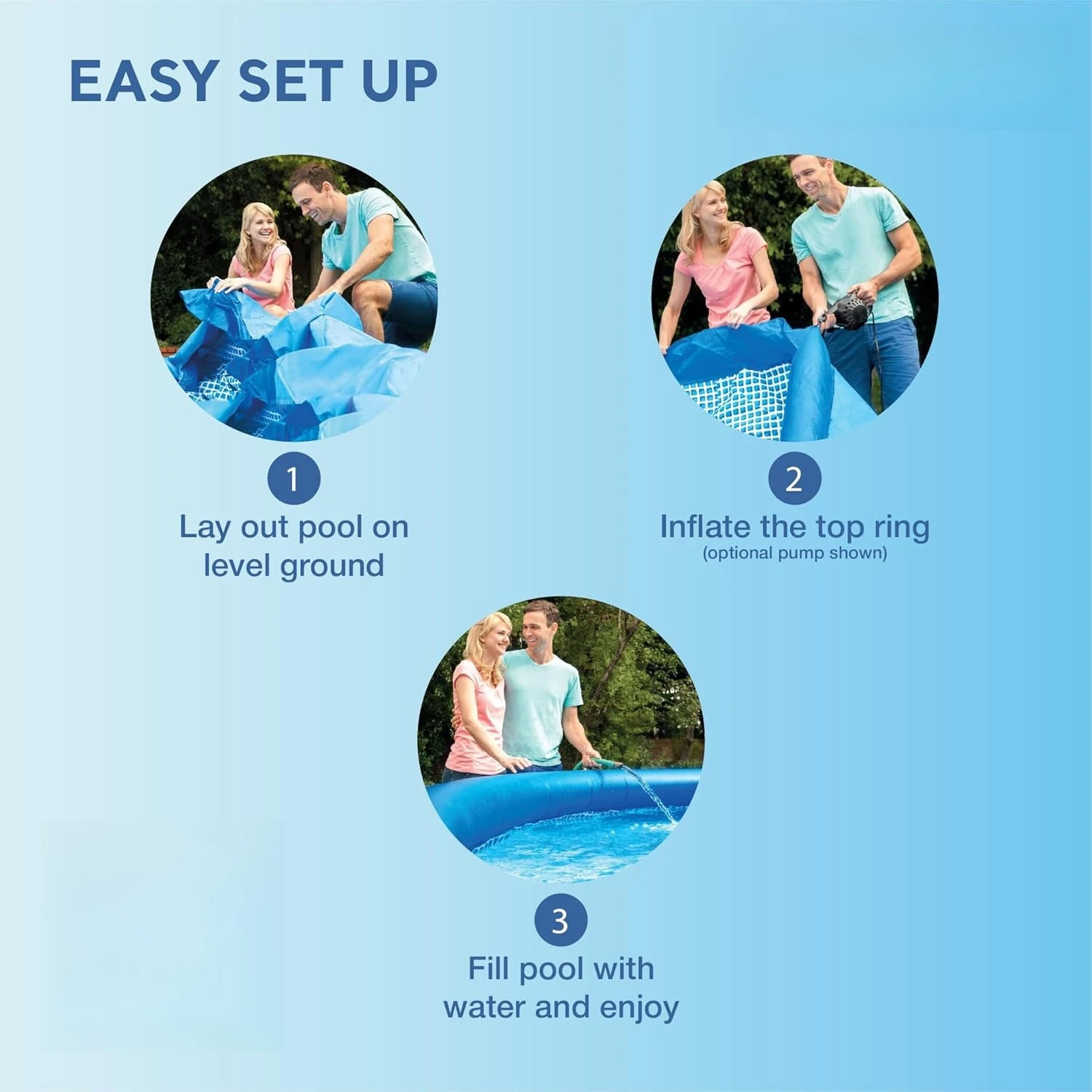 26165EH مجموعة حمام سباحة سهلة الاستخدام قابلة للنفخ: 15 قدم × 42 بوصة - تتضمن مضخة فلتر خرطوشة 1000 GPH - سلم قابل للإزالة #6