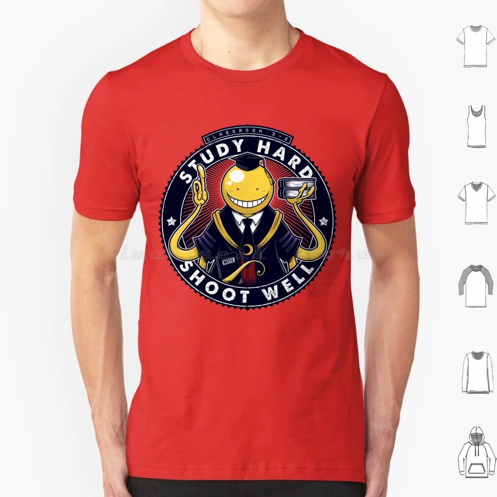 Camiseta de algodón 3-E para aula para hombre y mujer, estampado artesanal, estudio de asesinato en el aula, manga de Anime Koro Sensei, comedia dura de pulpo