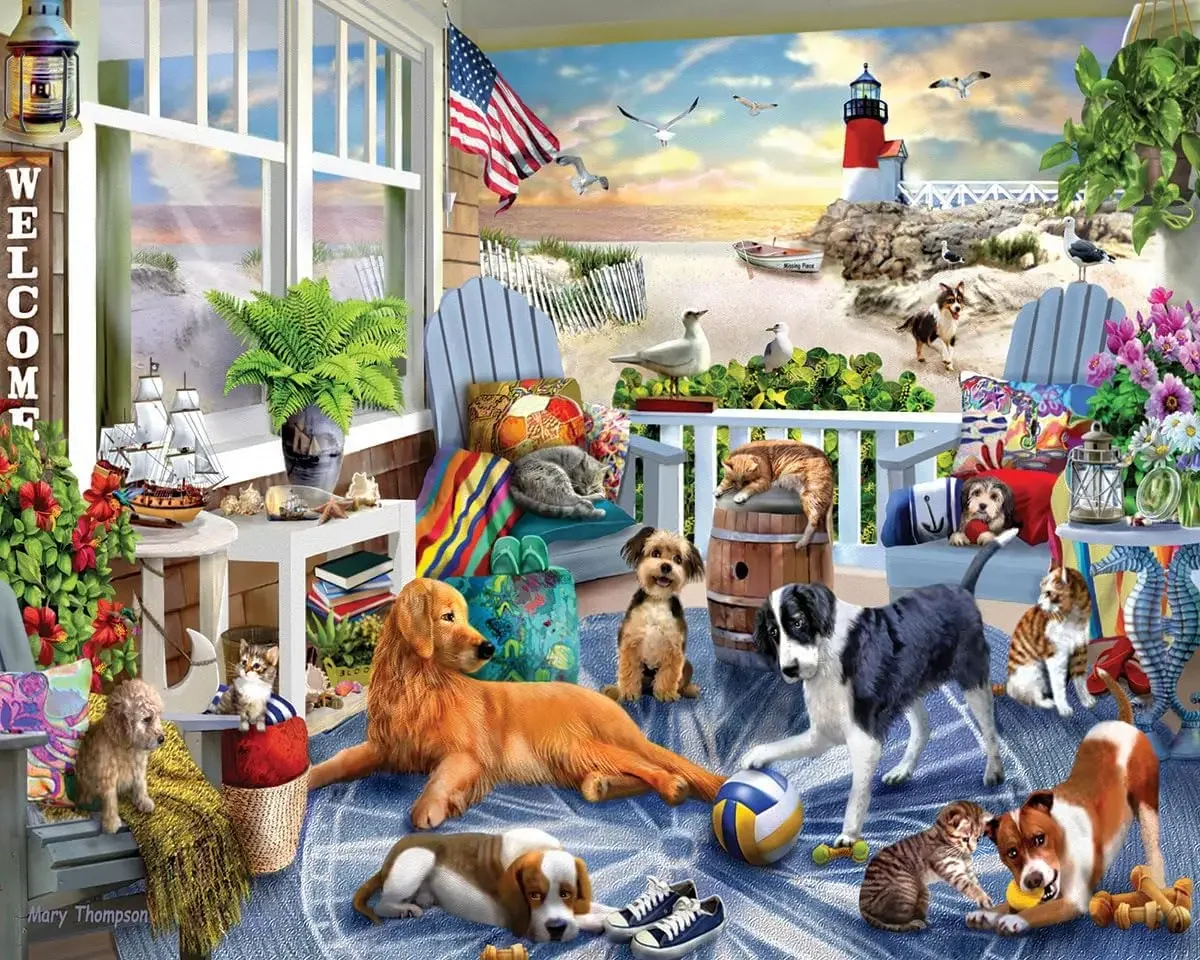 

1000 Piece Wooden Puzzle 75x50cm Enchanted Pet Paradise Jigsaw Puzzle Mind Challenging Game for Cognitive Training Gifts