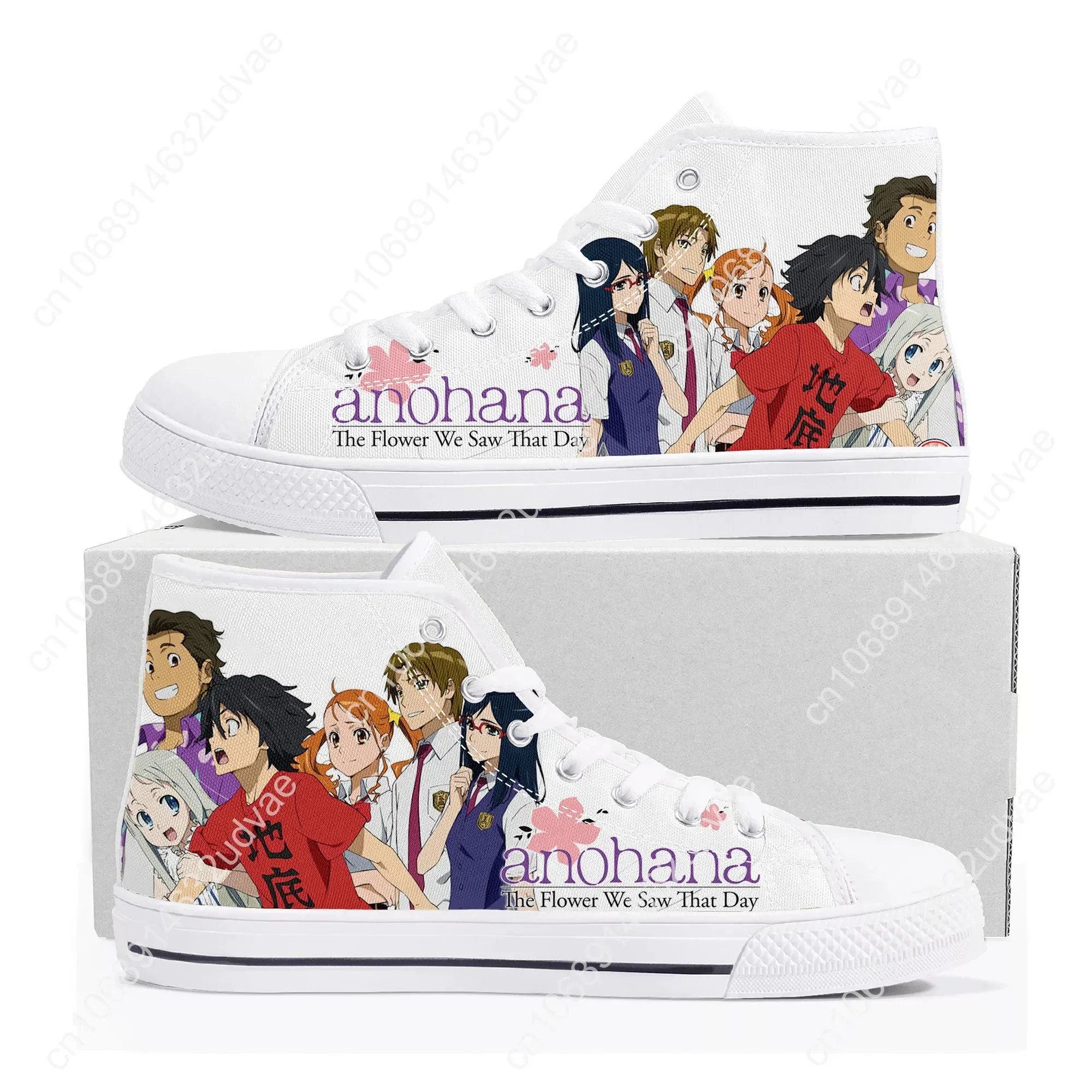 Anohana die Blume, die wir an diesem Tag gesehen haben High-Top-Turnschuhe Herren Damen Teenager Leinwand Sneaker Anime Casual Paar Schuhe benutzer definierte Schuh