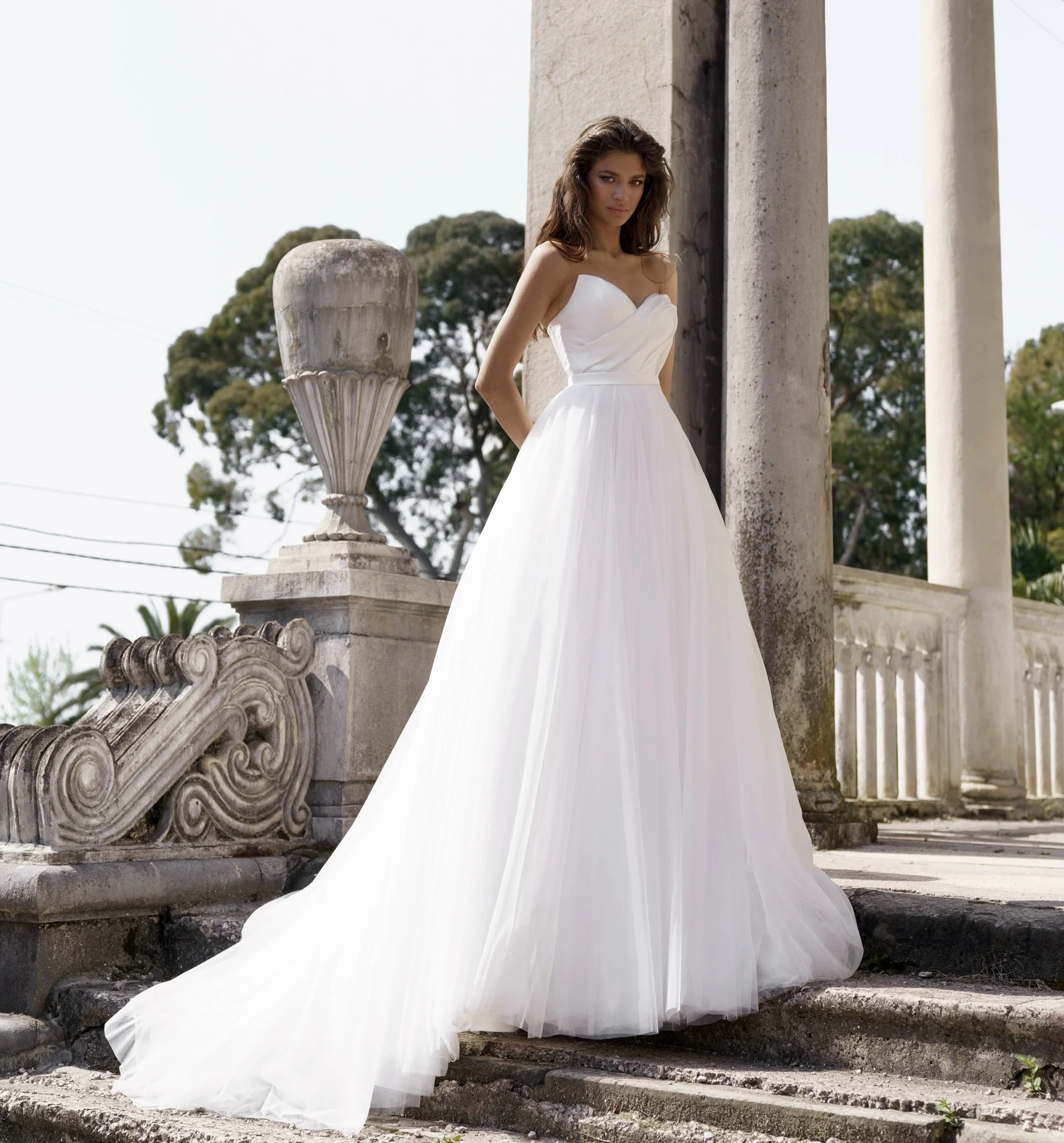 Vestido de novia sencillo personalizado 2024, vestidos de novia blancos sin tirantes de corte a para bodas, vestidos de novia para fiesta, vestidos de novia