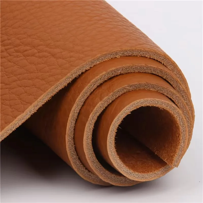 3.5mm thick head layer cowhide leather material, real leather fabric, soft bag, sofa cushion, cooling mat mattress, brown leathe