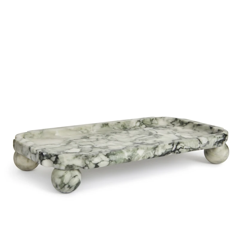 Stonekocc Brand Black Marquina Natural Marble Round Legs Vertical Tray Fruit Platter Creative Jewelry Storage Tray Ornament